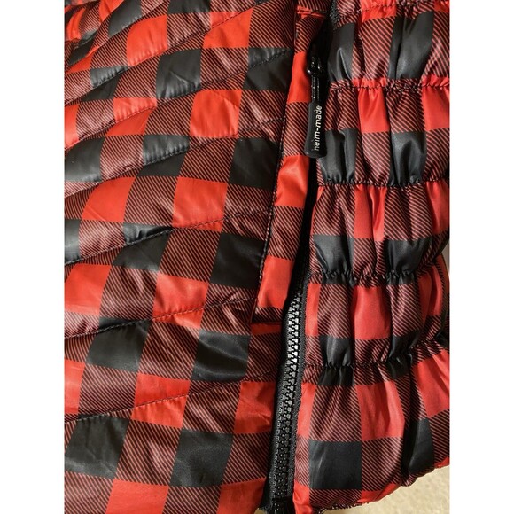 Heim-Made Lumber Jacket Puffer Red Black Plaid Women XL Down Hooded Pullover EUC - Picture 10 of 16